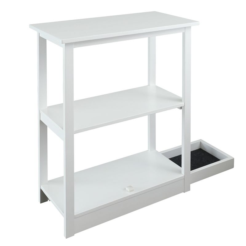 34" Adams 3 Shelf Bookcase with Concealed Sliding Track White - Flora Home