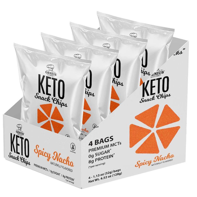 Genius Gourmet Spicy Nacho Chips - 4ct