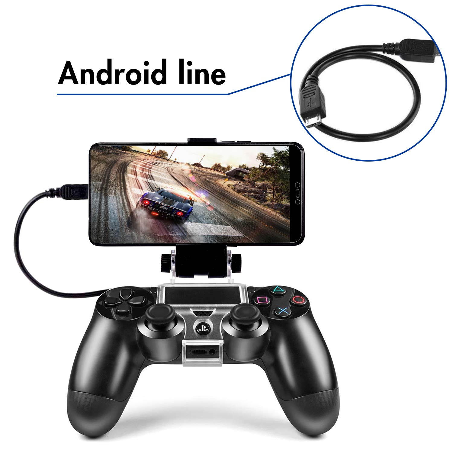 2 Pack PS4 Controller Phone Clip, PS4 Slim Pro DualShock 4 Controller Grip for Android Smart Phone, 180 Degree Gaming Holder Mount Stand Bracket for Playstation 4 Game Controller 6 in Samsung