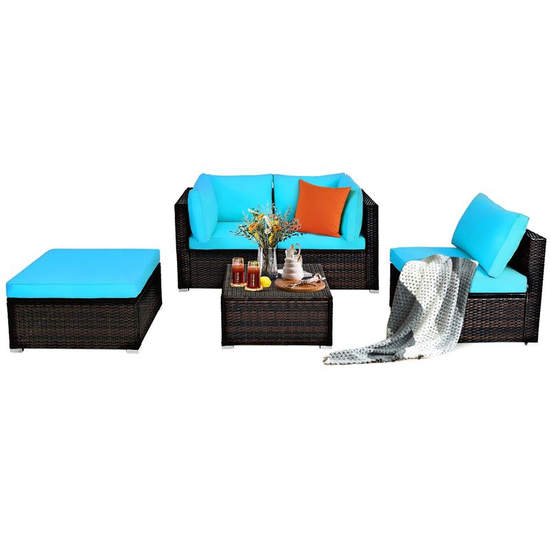 7pc Studio Shine Collection Patio Conversation Set with Sofa, 4 Armchairs & 2 Tables - W Unlimited