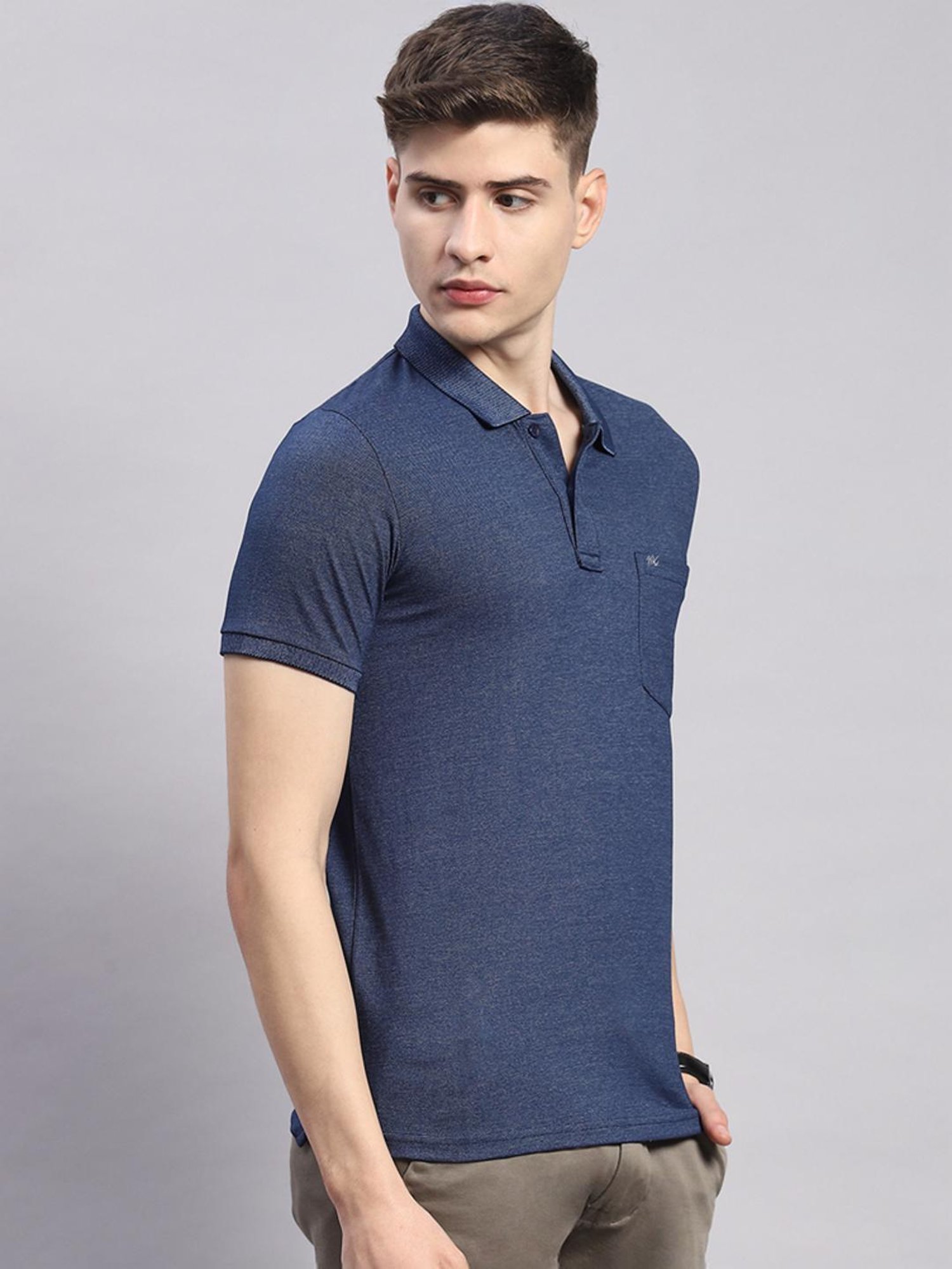 Monte Carlo Blue Cotton Regular Fit Polo T-Shirt