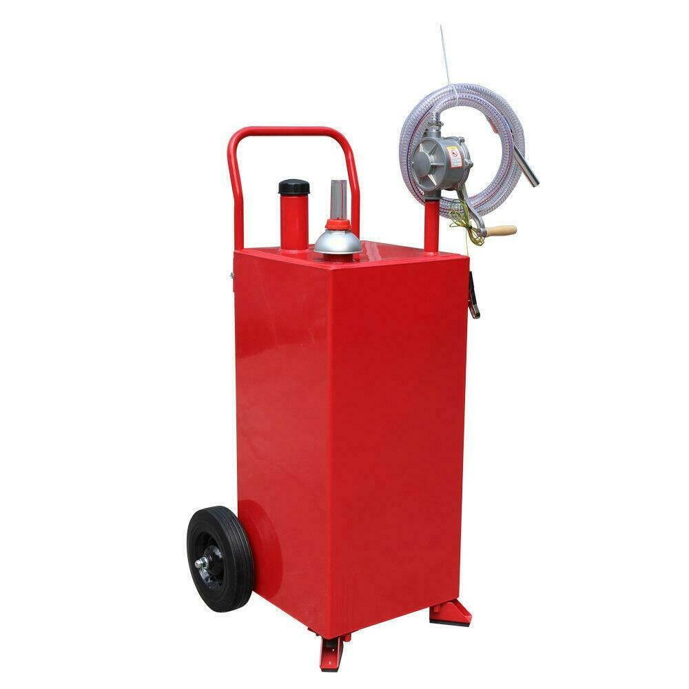 30 Gallon  Gas Fuel Storage Tank Can + Manual Reversible Rotary Hand Pump