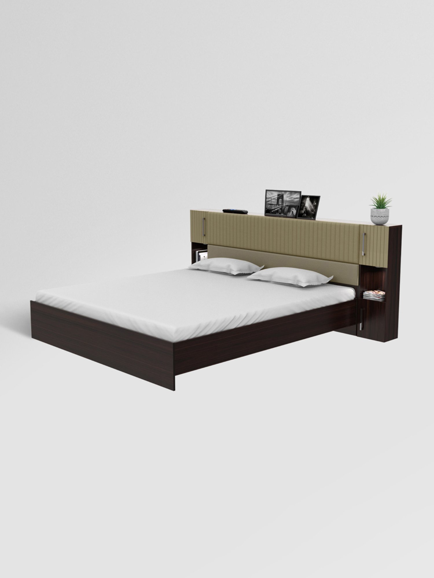 Nilkamal Riva Black Engineered Wood King Size Bed with Storage