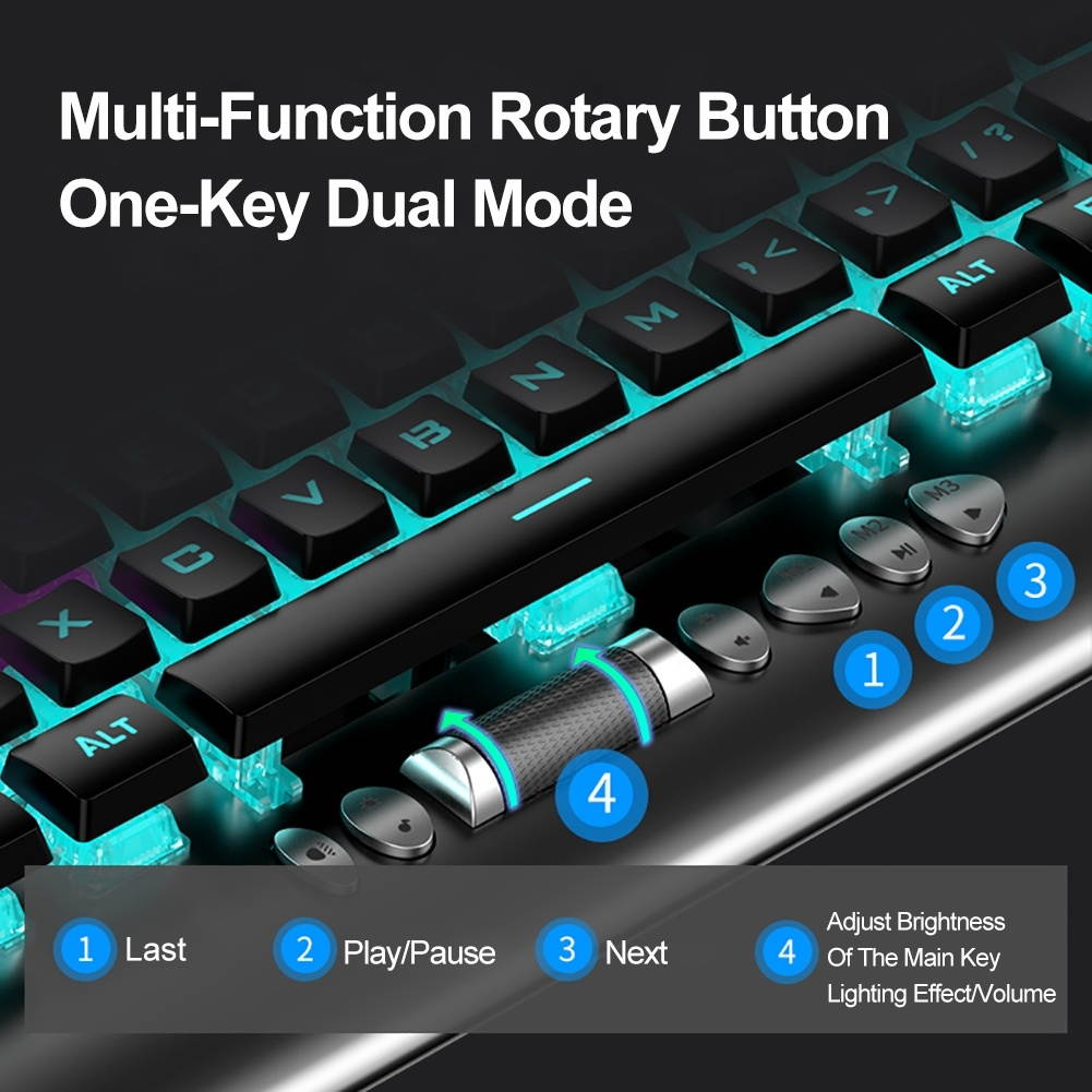 AULA F2099 104 Keys USB Cool Lighting Mechanical Gaming Keyboard, Blue Shaft