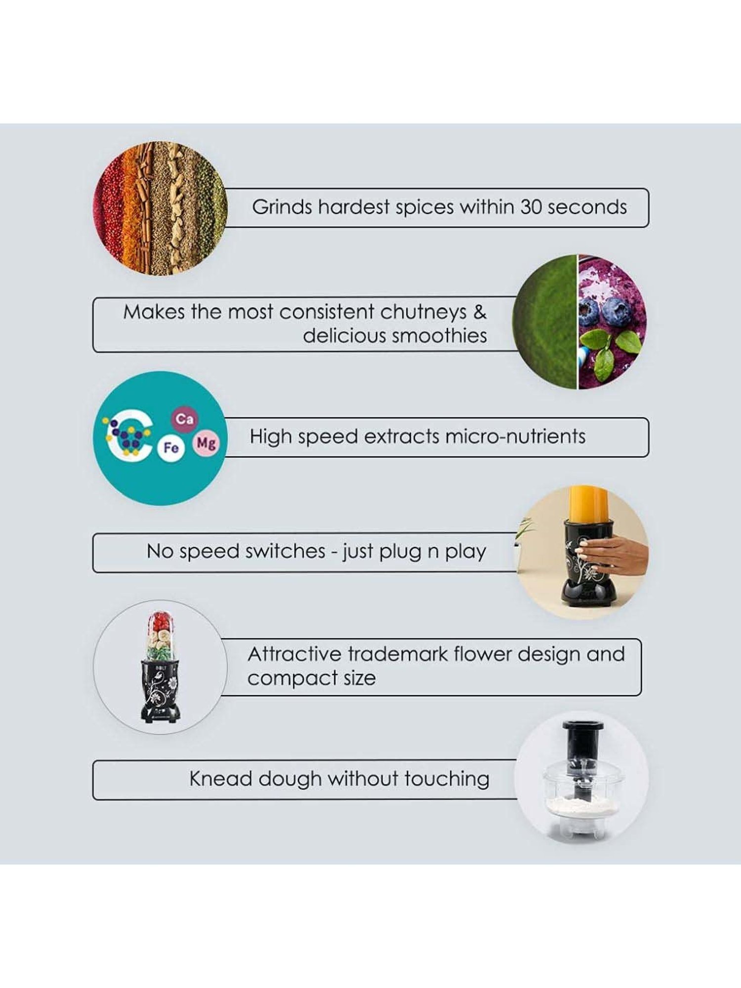 Wonderchef Nutri-blend BOLT 22000 RPM Food Processor & Atta Kneader with 4 Jar (600W, Black)