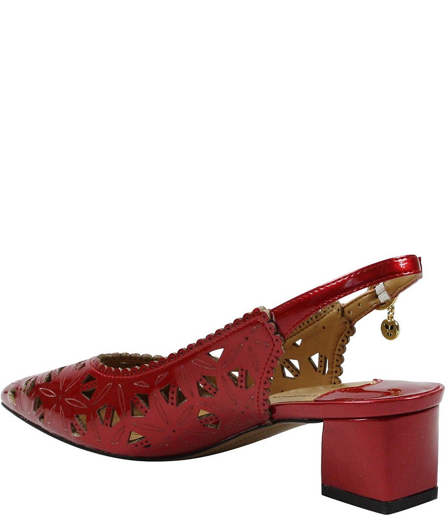 J. Renee Eloden Pearl Patent Laser Cut Slingback Pumps