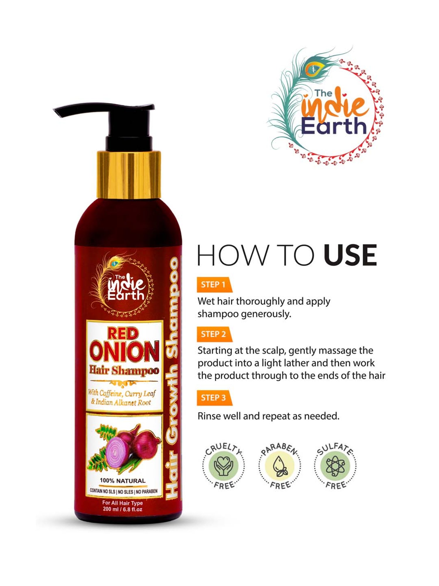 The Indie Earth Red Onion Anti Hair Loss & Hair Growth Combo Pack of 2 - 400 ml
