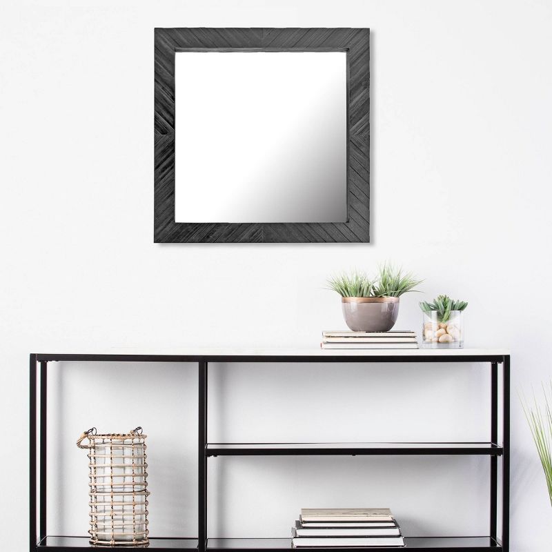 Wood Chevron Decorative Wall Mirror Black - Stonebriar Collection