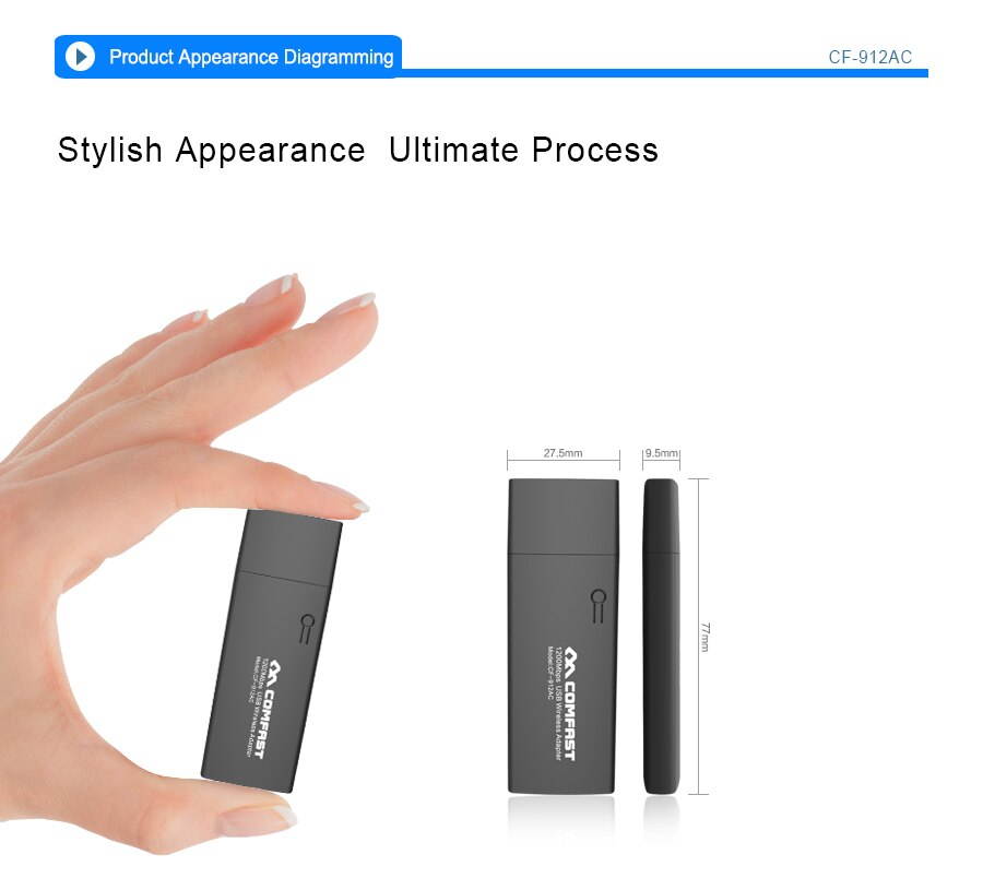 1 pcs 1200Mbps 11AC Dual Band Gigabit Wireless network card 2.4G/5.8G USB wi fi Adapter 802.11ac USB wifi adapter