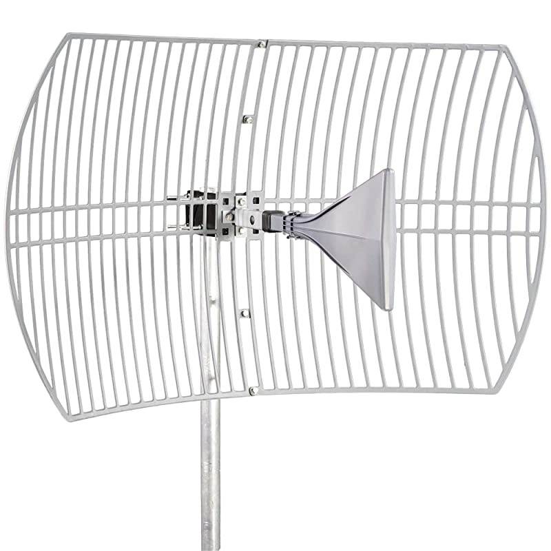 Wide-Band 2021 Model (5G Ready) Cellular Antenna (Long Range) High Gain Parabolic Grid (Weatherproof) Outdoor Cell Phone Booster (26 dBi Gain) T-Mobile, Verizon, AT&T, LTE, 3G, 4G, 5G, 5Ge, GSM