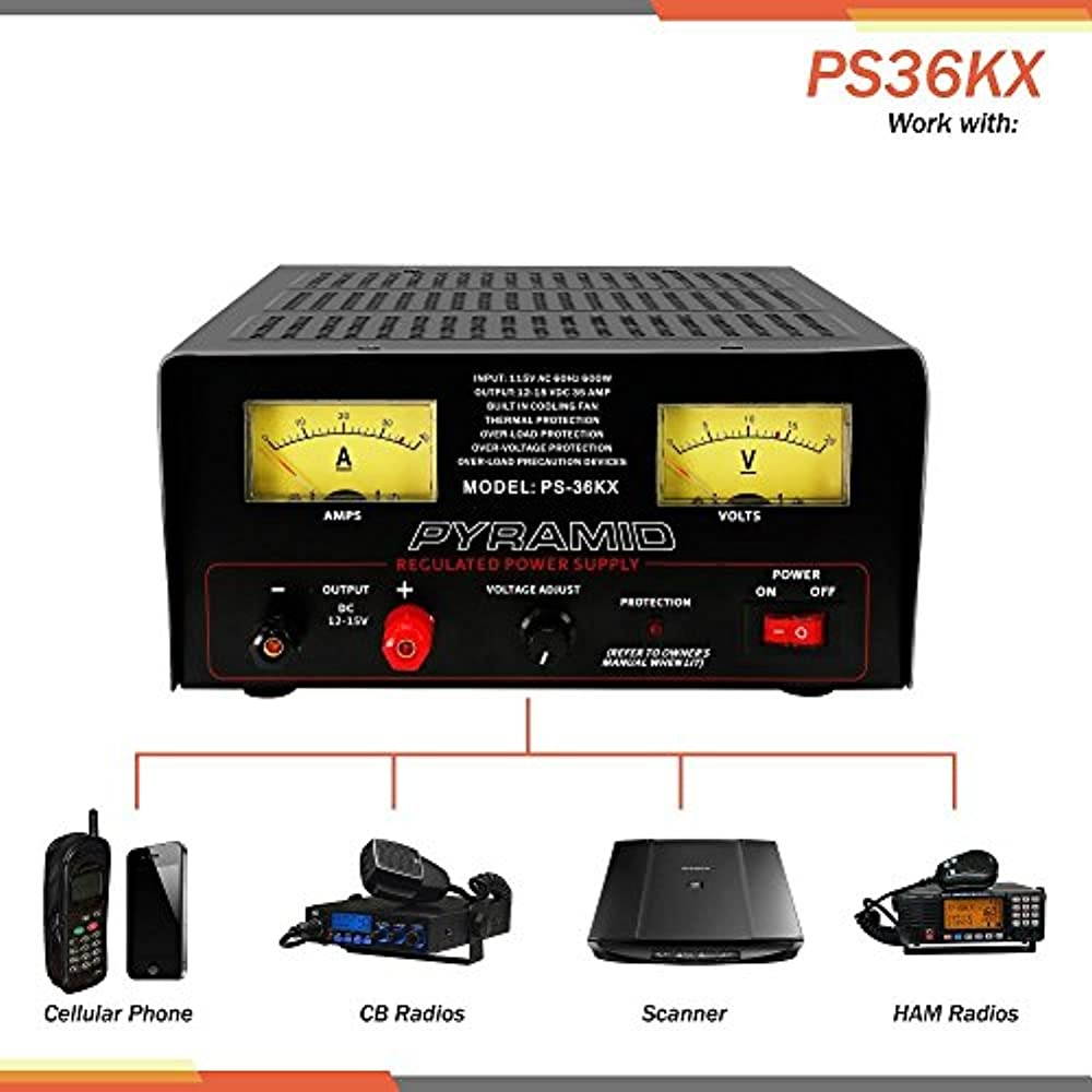 Pyramid Car Audio PS36KX 32-Amp Power Supply with Built-in Cooling Fan