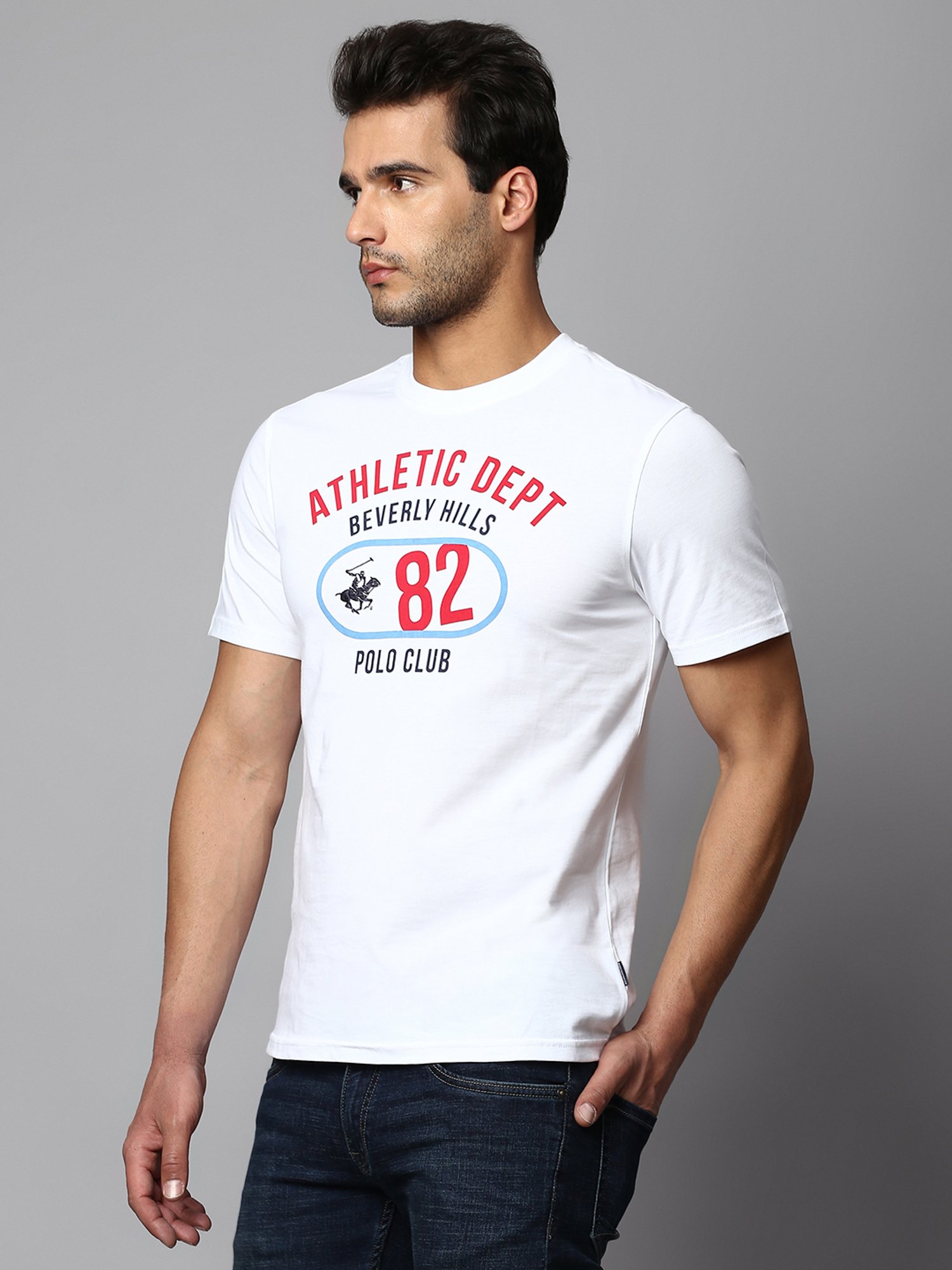 Beverly Hills Polo Club White Regular Fit Cotton Crew T-Shirt