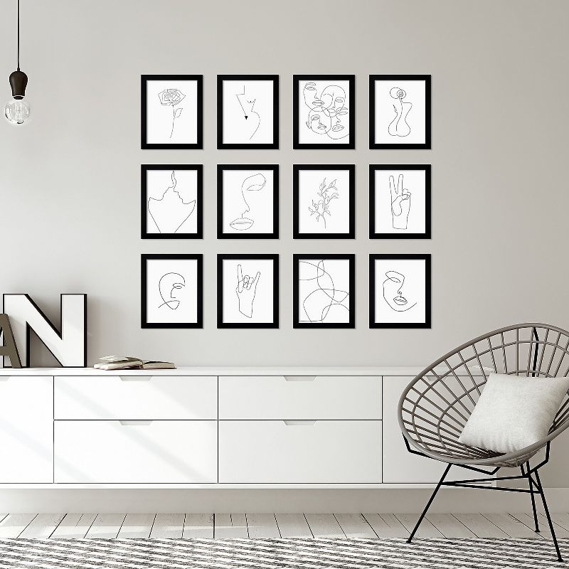 (Set of 12) 8" x 10" Line Art by Explicit Design Framed Art Set