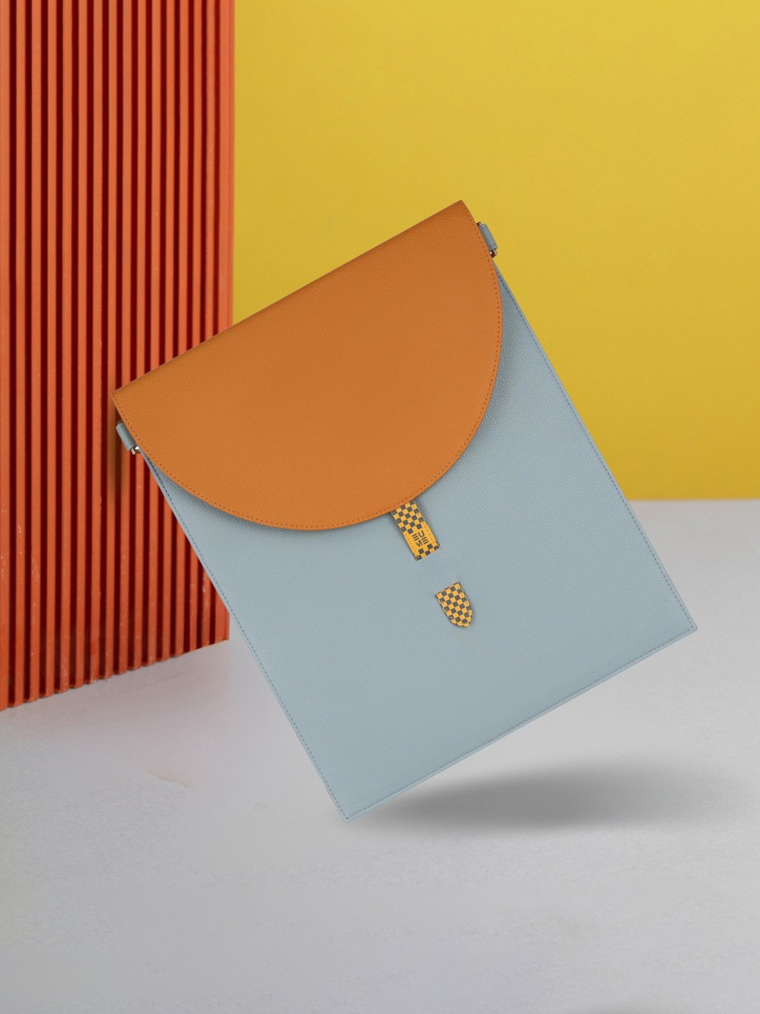 Eume Hibiscus Skyblue Leather Laptop Sleeve