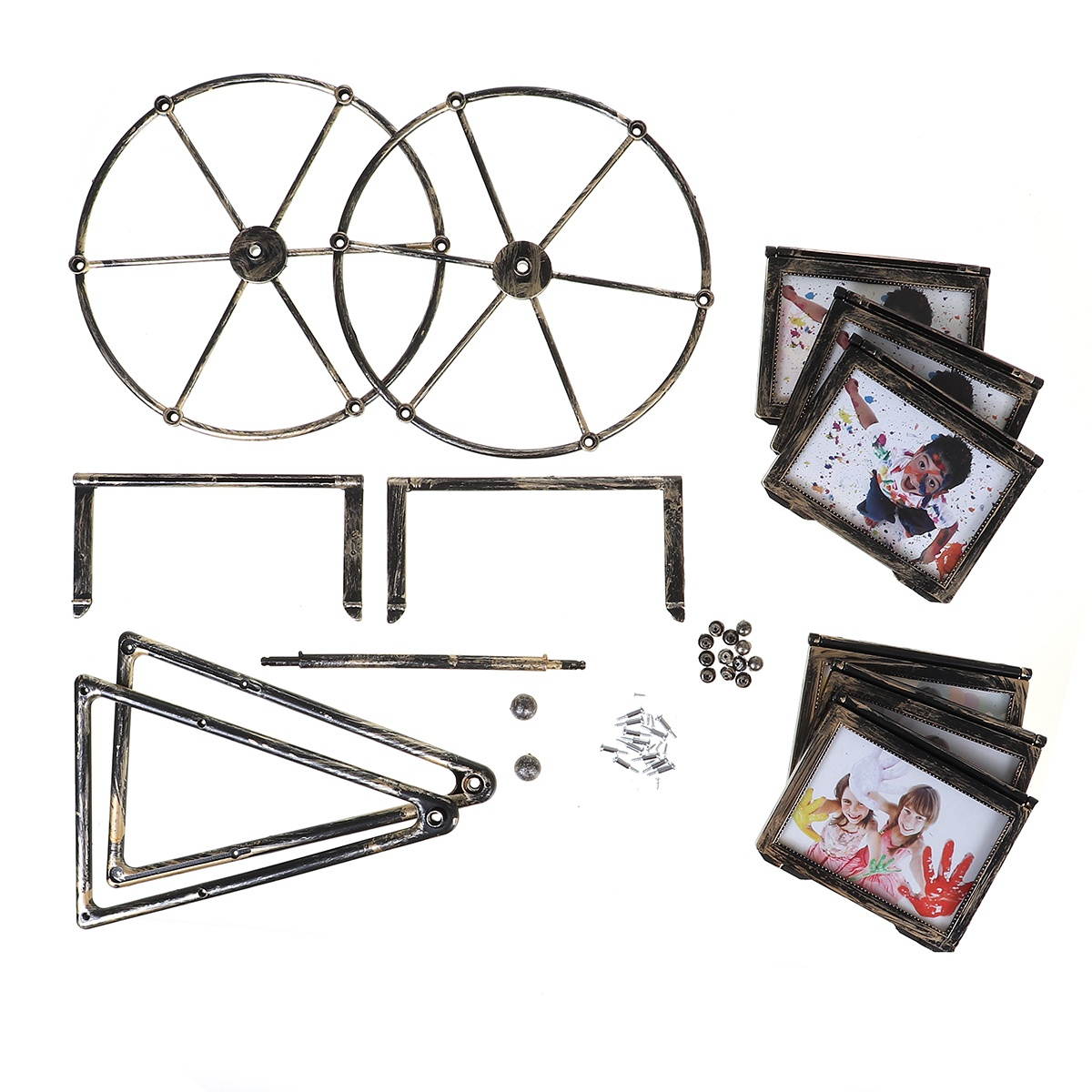 Vintage Photo Frame 5inch PVC Retro Ferris Wheel  Rotatable Windmill Photoframe Home Decor Gift Photo Frame-Bronze
