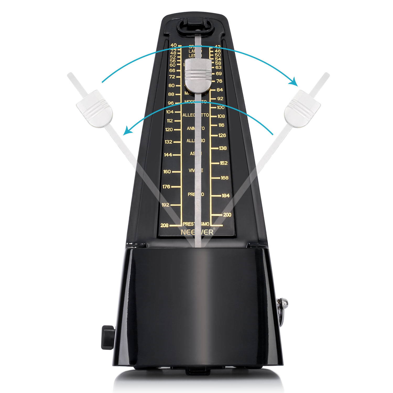 Neewer&reg; NW-707 Traditional Wind Up Mechanical Metronome for Piano Guitar Bass Drum Violin and Other Musical Instruments (Black)