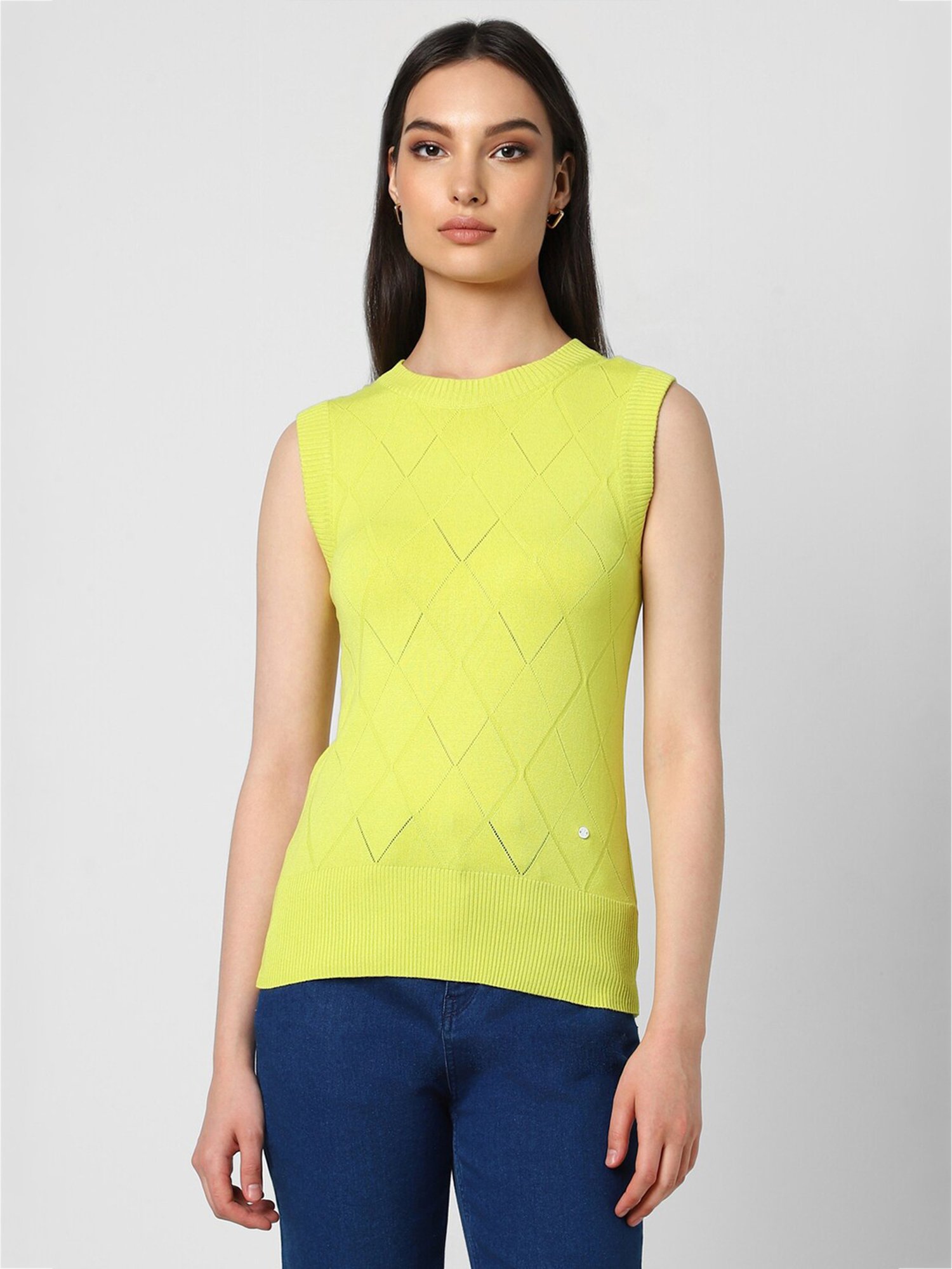 Van Heusen Yellow Self Design Top