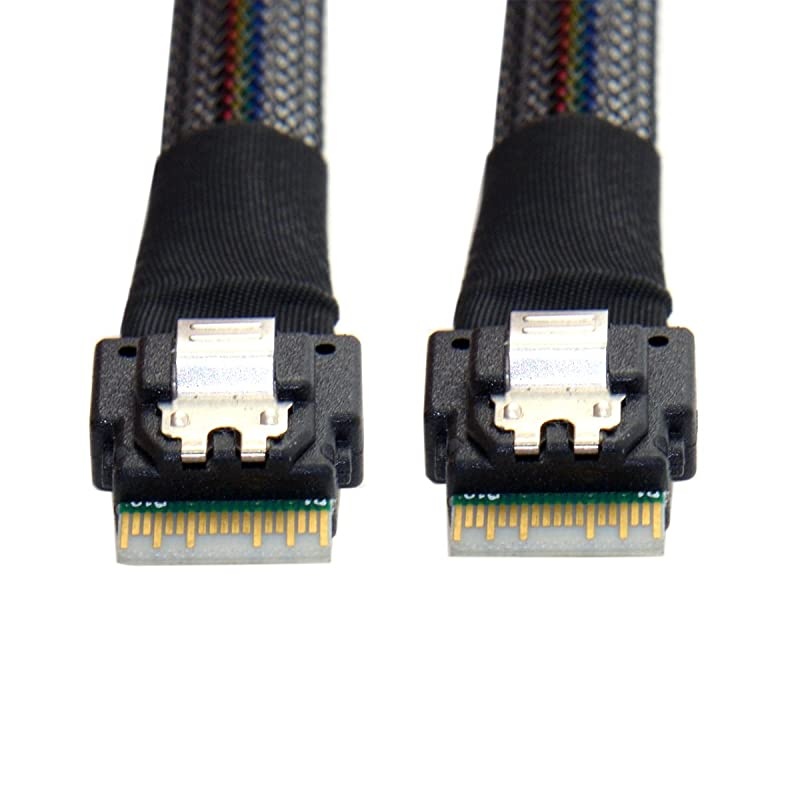 Slim Line SAS 40 SFF8654 4i 38pin Host to SFF8654 38pin Target Raid Cable 50cm