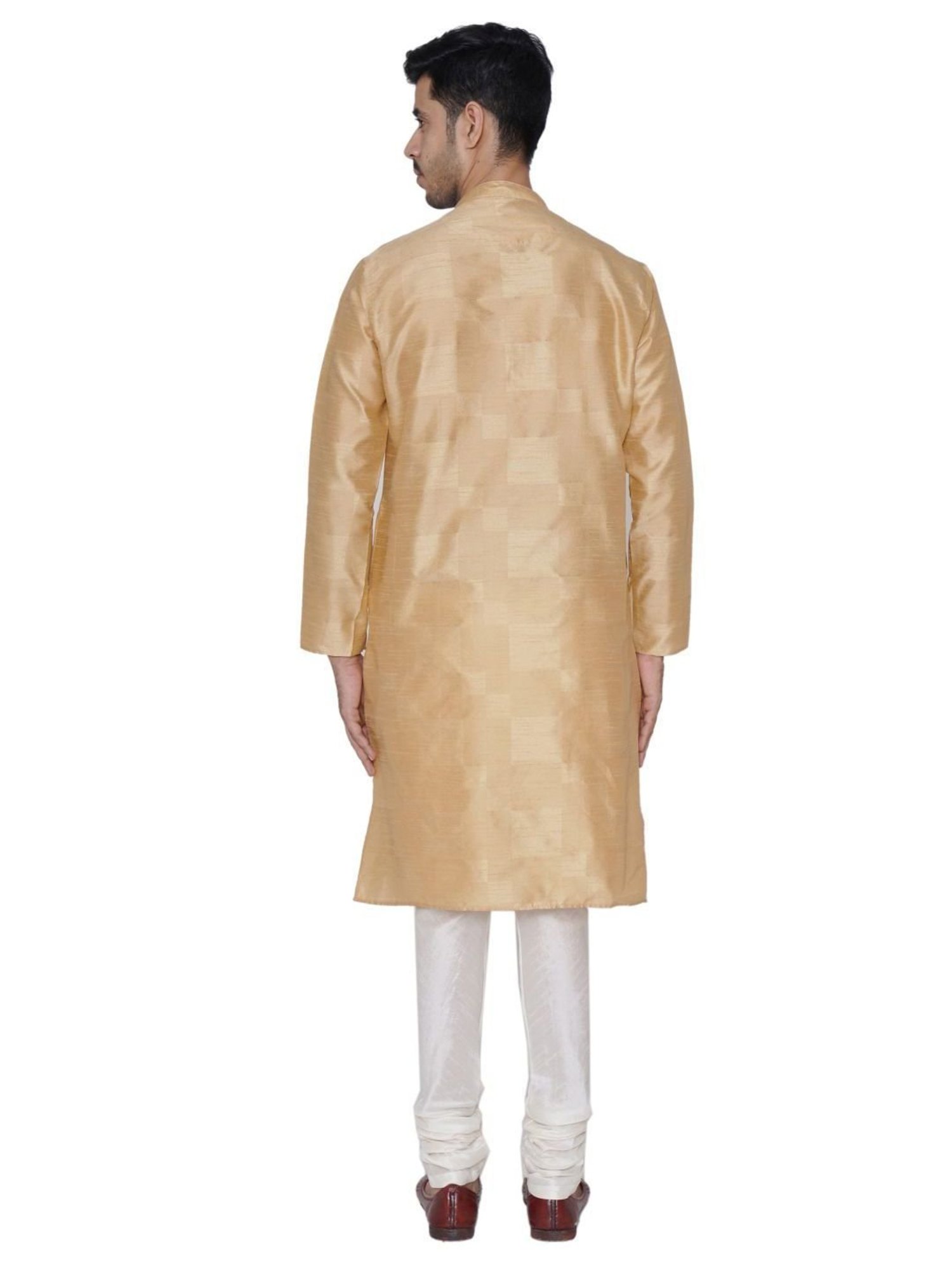 TABARD Beige & White Regular Fit Self Pattern Kurta Bottom Set
