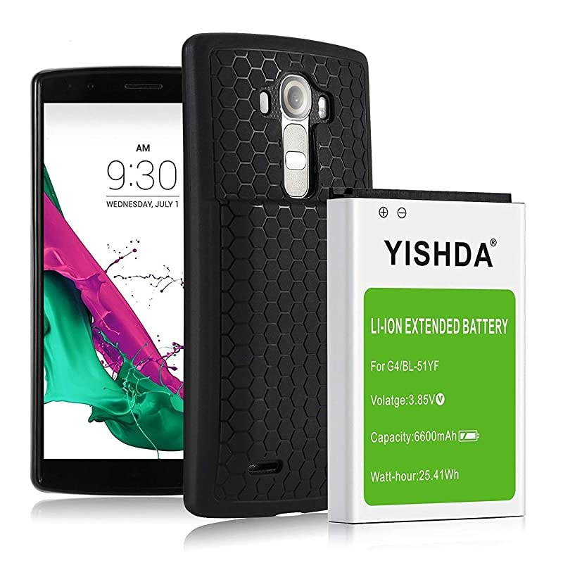 Battery for LG G4 6600mAh Replacement LG G4 Extended Battery BL51YF with Back Cover amp TPU Protective Case for H815 H812 H811 H810 VS986 VS999 US991 LS991 F500 Phone | LG G4 Battery