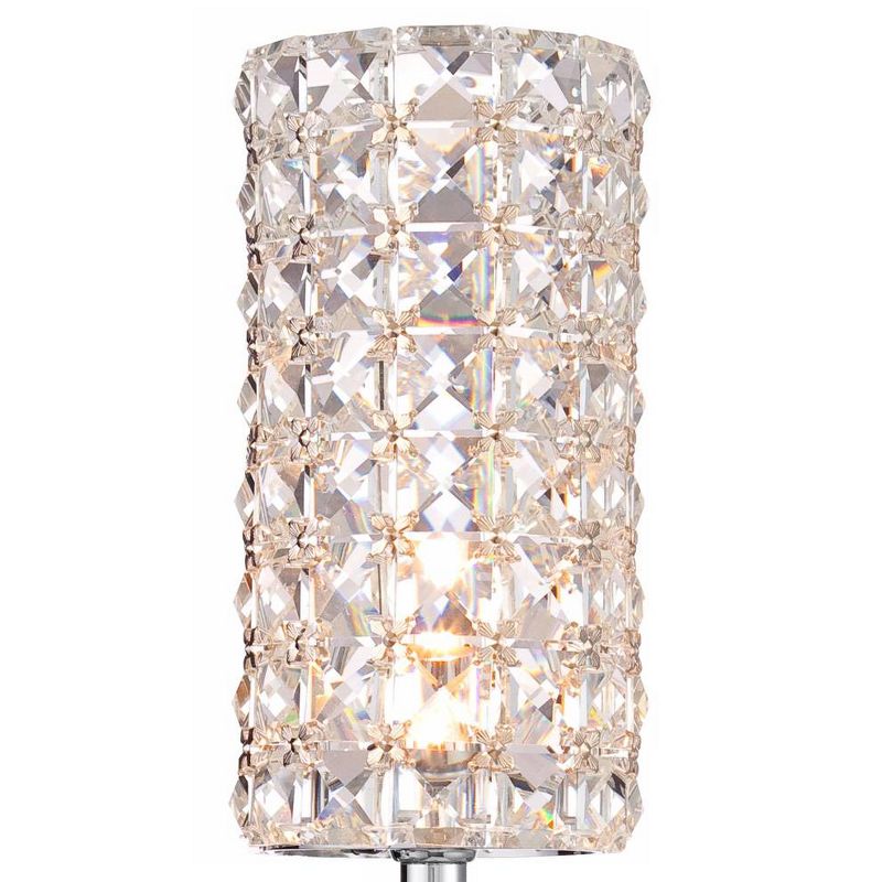 Vienna Full Spectrum Modern Wall Light Sconce Chrome Hardwired 16" High Fixture Clear Crystal Cylinder Bedroom Bathroom Hallway