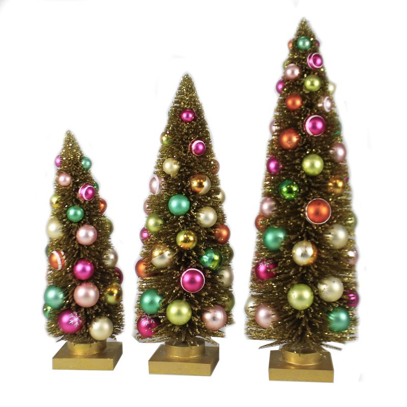 Christmas 16.5" Gold Rainbow Trees Putz Village Retro  -  Decorative Figurines