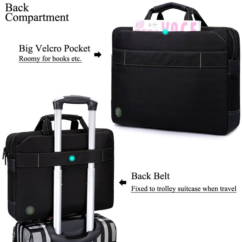 BRINCH 15.6 Inch Nylon Shockproof Carry Laptop Case Messenger Bag For 15 - 15.6 Inch Laptop / Notebook / MacBook / Ultrabook / Chromebook with Shoulder Strap Handles and Various Pockets,Black+Green
