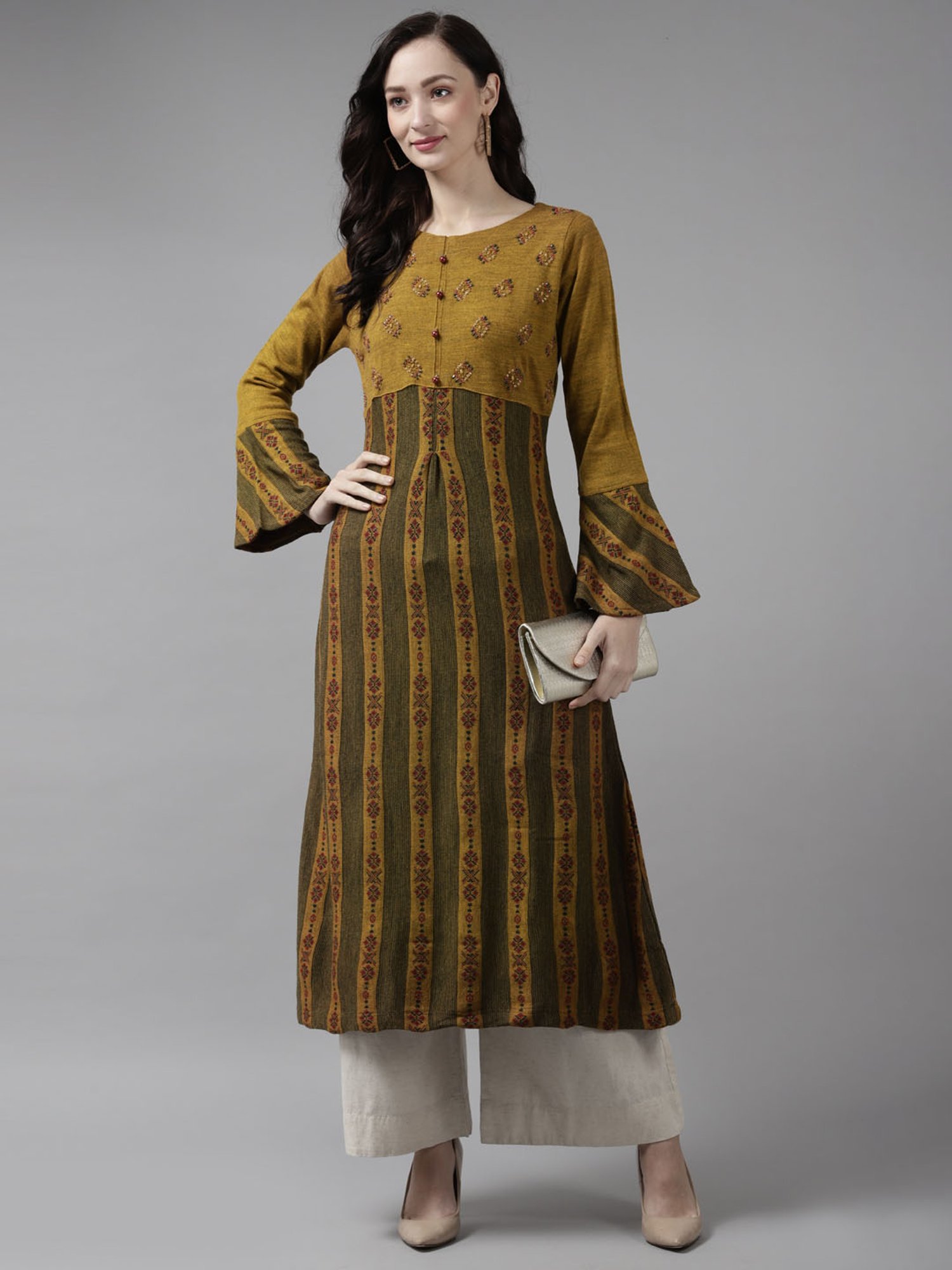 Cayman Brown Striped Kurta
