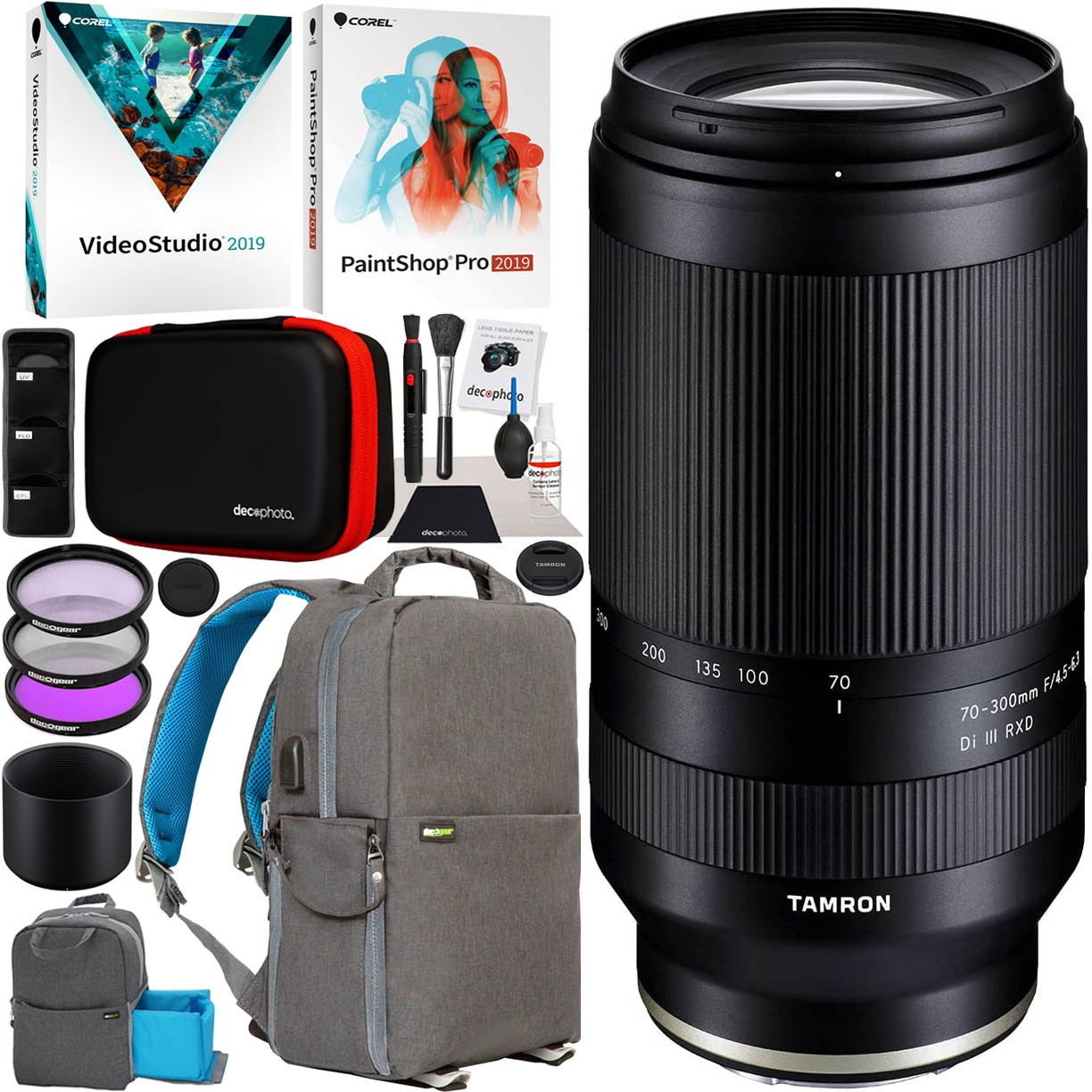 Tamron 70-300mm F4.5-6.3 Di III RXD Lens A047 for Sony E-mount Mirrorless Bundle