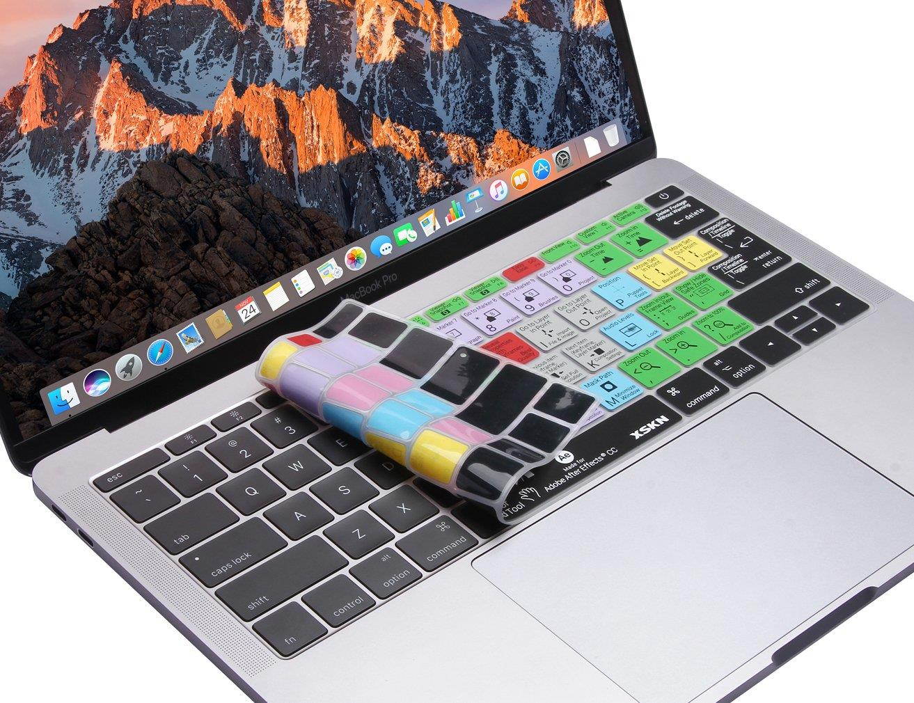 XSKN 2016 Shortcut Design Series Keyboard Skin Cover for New Macbook 12 (2015 Model A1534) and New MacBook Pro 13 (2016 Newest Version A1708, No Touch Bar), US&EU Version (After Effects)