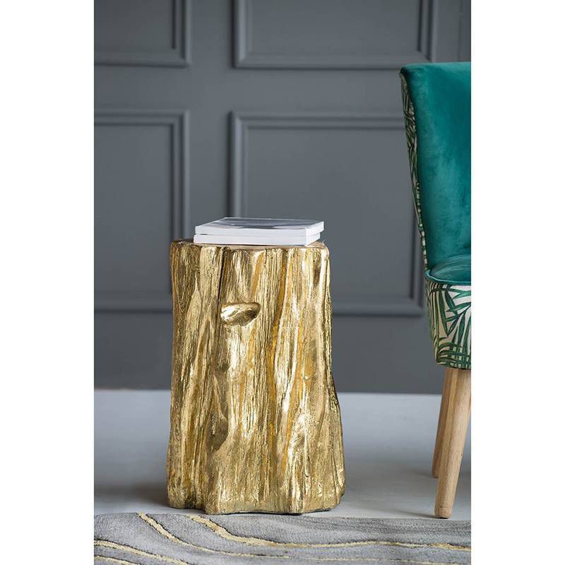 Tree Trunk Stool Gold - A&B Home