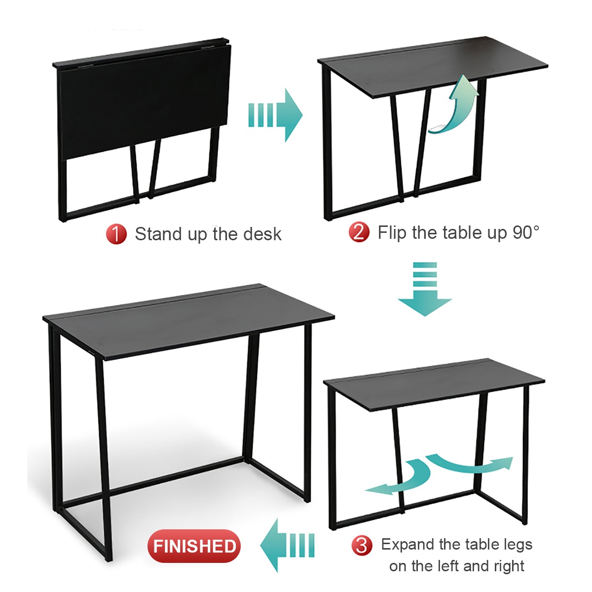 Foldable Computer Desk PC Laptop Table Study Workstation Wood Home Office 32"