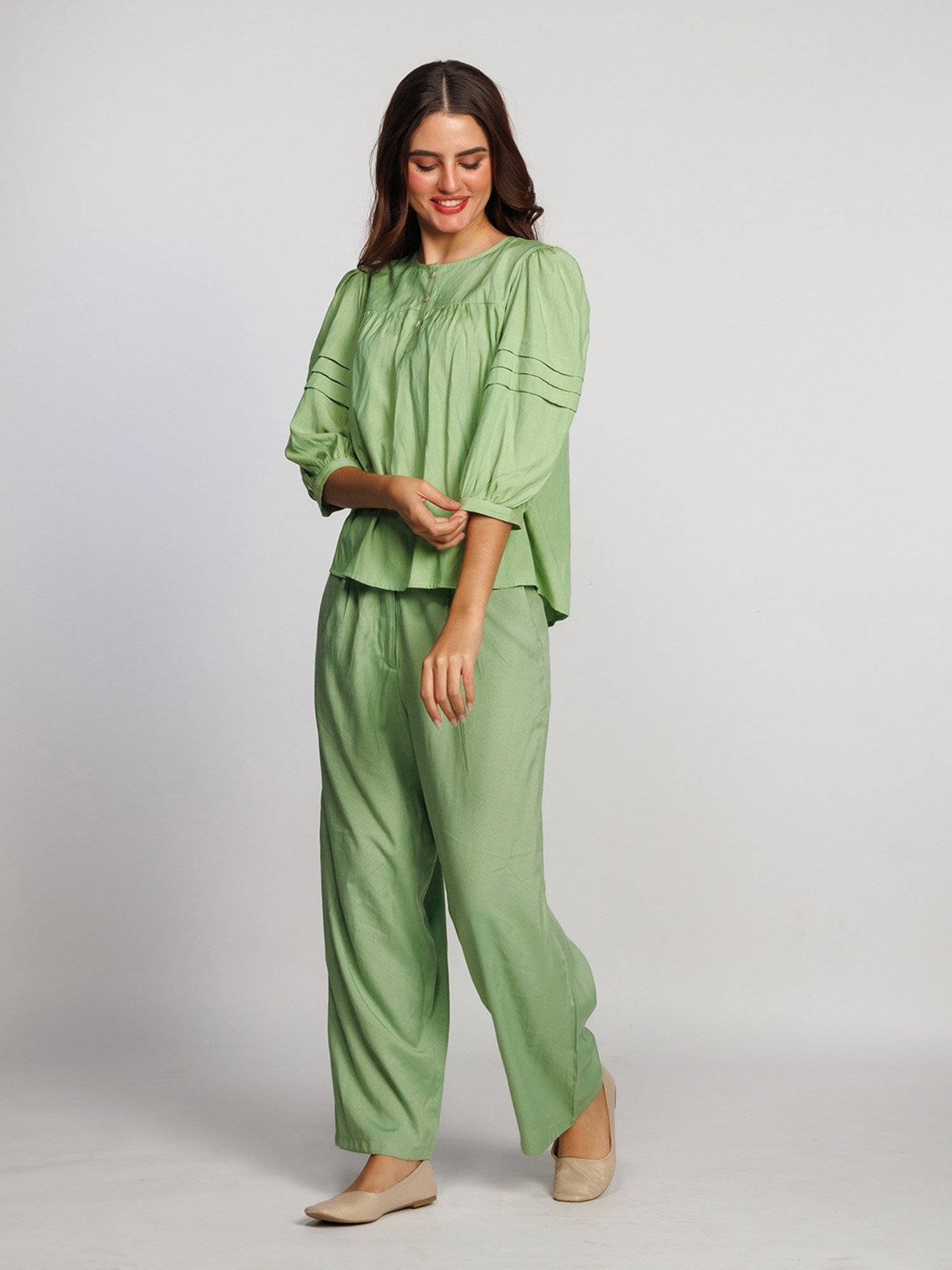 Zink London Mint Green Relaxed Fit Top