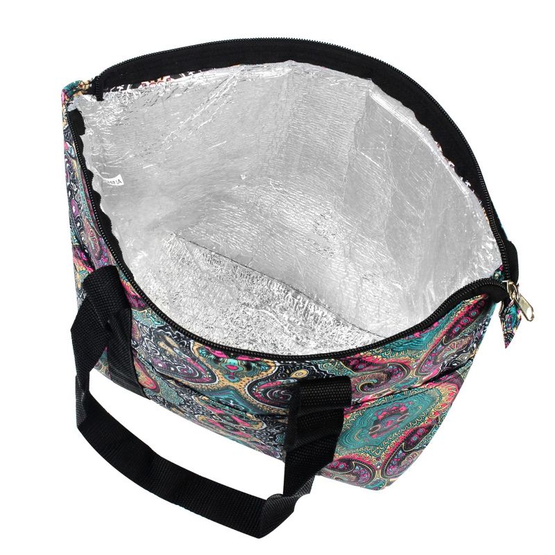 Zodaca Women Lunch Picnic Handbag Insulated Leak Rresistant Tote Carry Bag - Blue Paisle