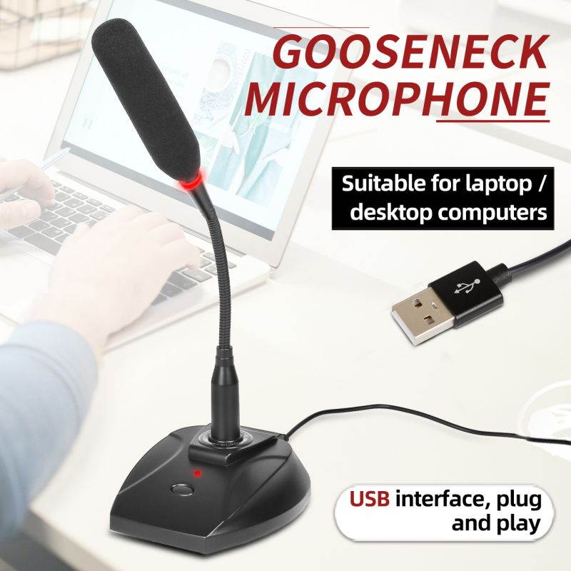 Depusheng USB Computer Microphone Desktop Condenser Microphone with Monitoring Interface for Gamelive, Singing, Meetings, Recording, etc