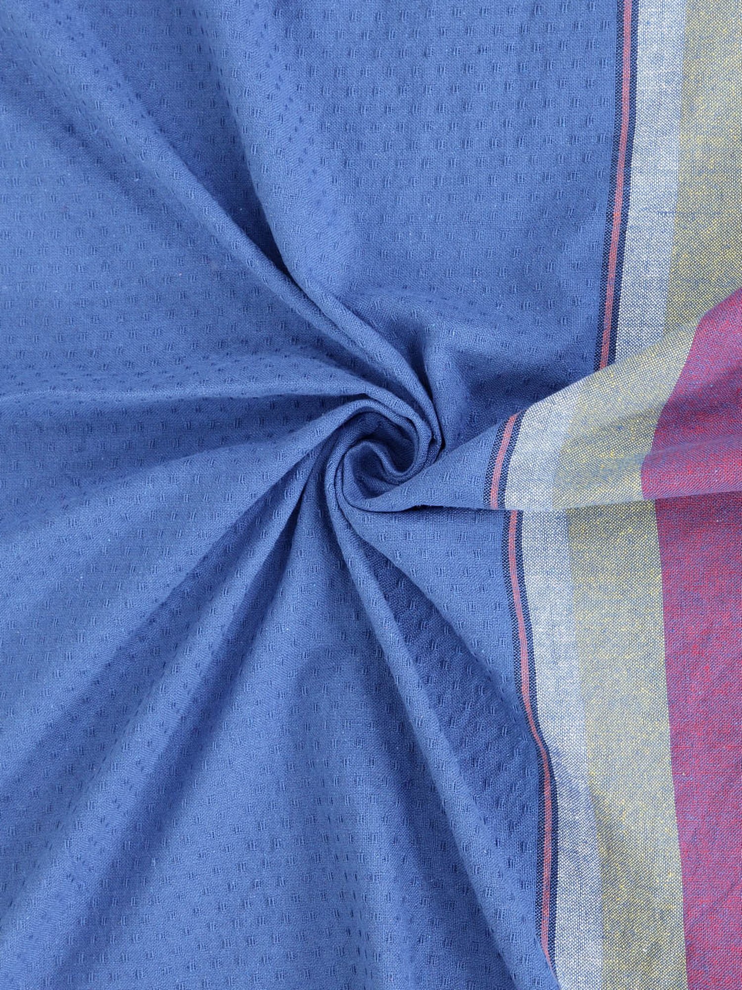 Klotthe Blue Cotton 200 GSM 6 Seater Table Cover - Set of 1