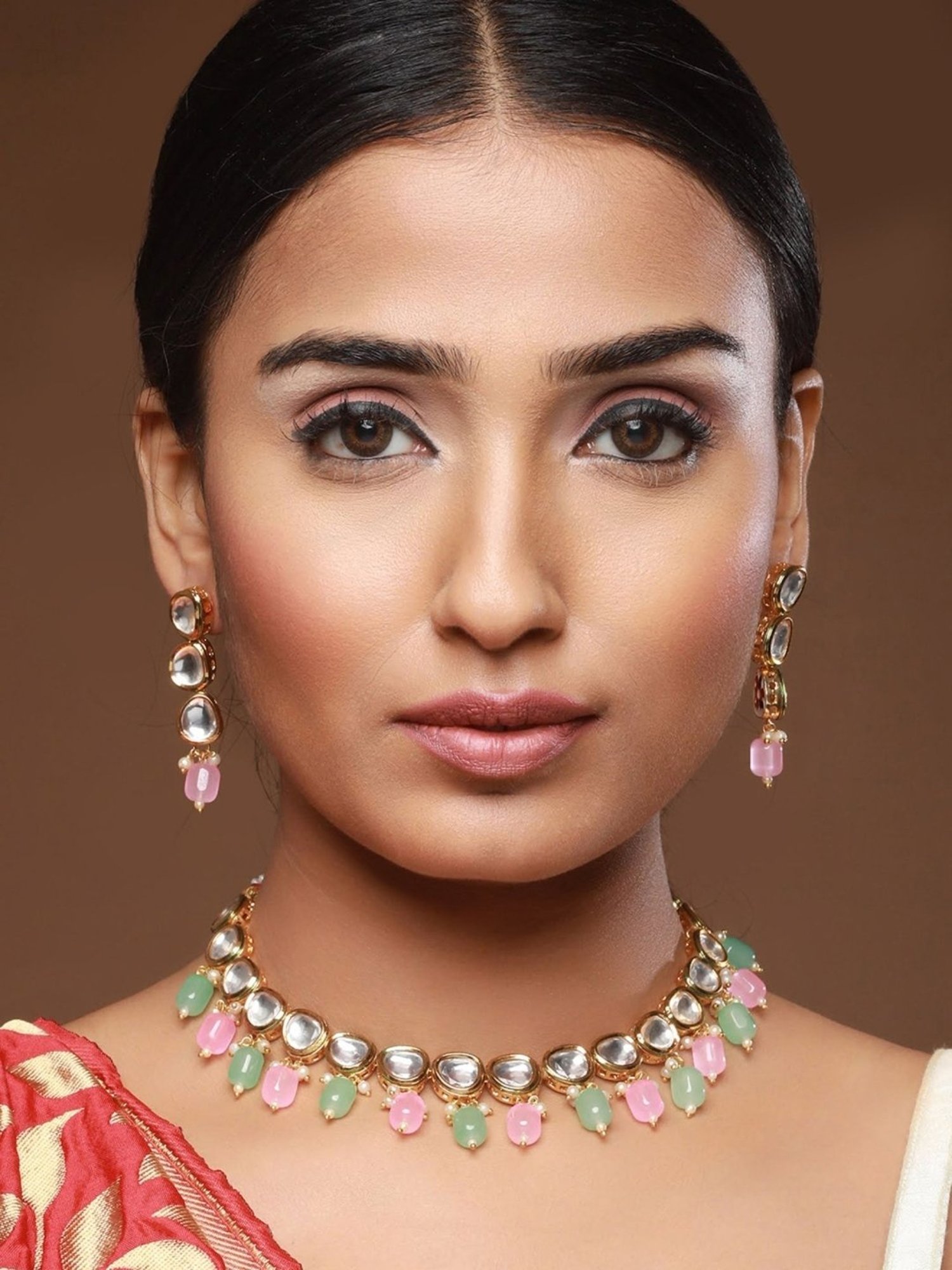 Aatmana Gold-Plated Multi Kundan Studded Necklace Set