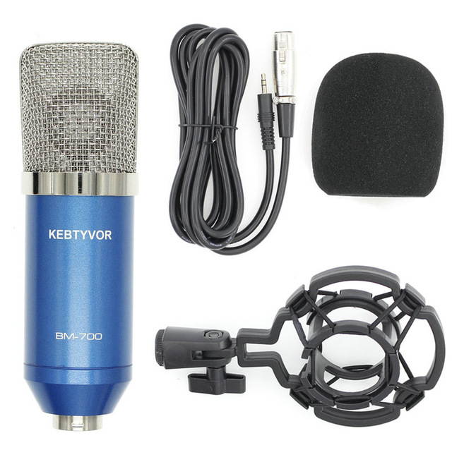 BM700 XLR Microphone Kit Professional Cardioid Studio Condenser Mic for Streaming Podcasting Gaming Vocal Recording