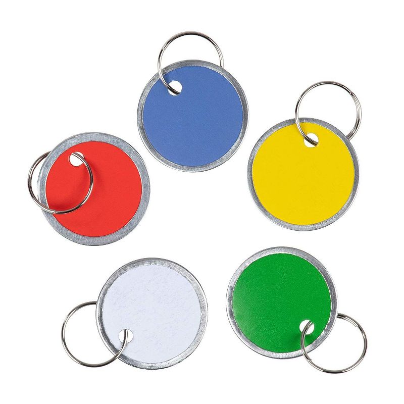 Juvale 100 Pack Paper Key Name Tags with Split Ring, Assorted Colors Keychain (1.2 Inches)
