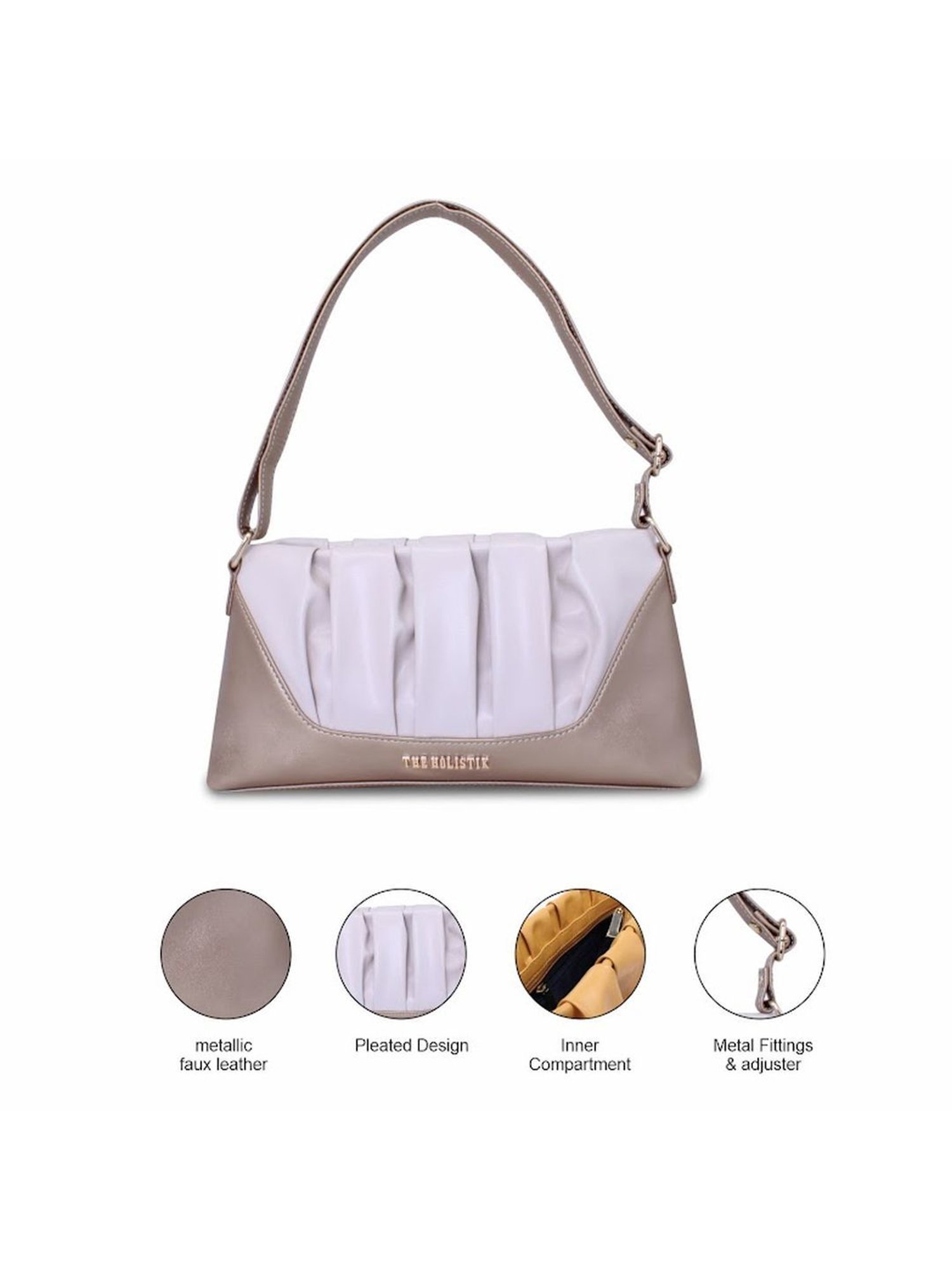 THE HOLISTIK Ishante Beige Textured Medium Sling Handbag