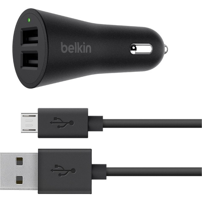 Belkin BOOST UP 2-Port Car Charger + USB-A to Micro-USB cable