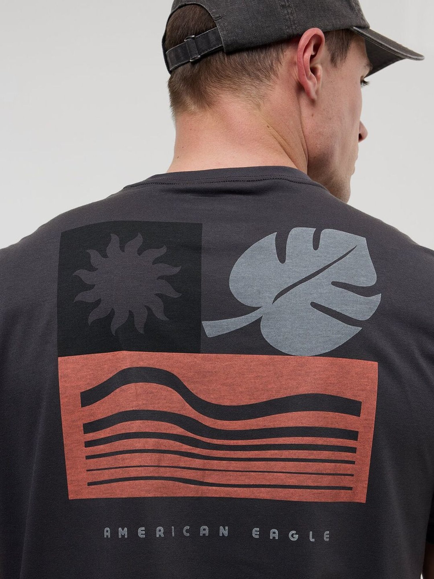 American Eagle Grey Regular Fit Printed T-Shirt