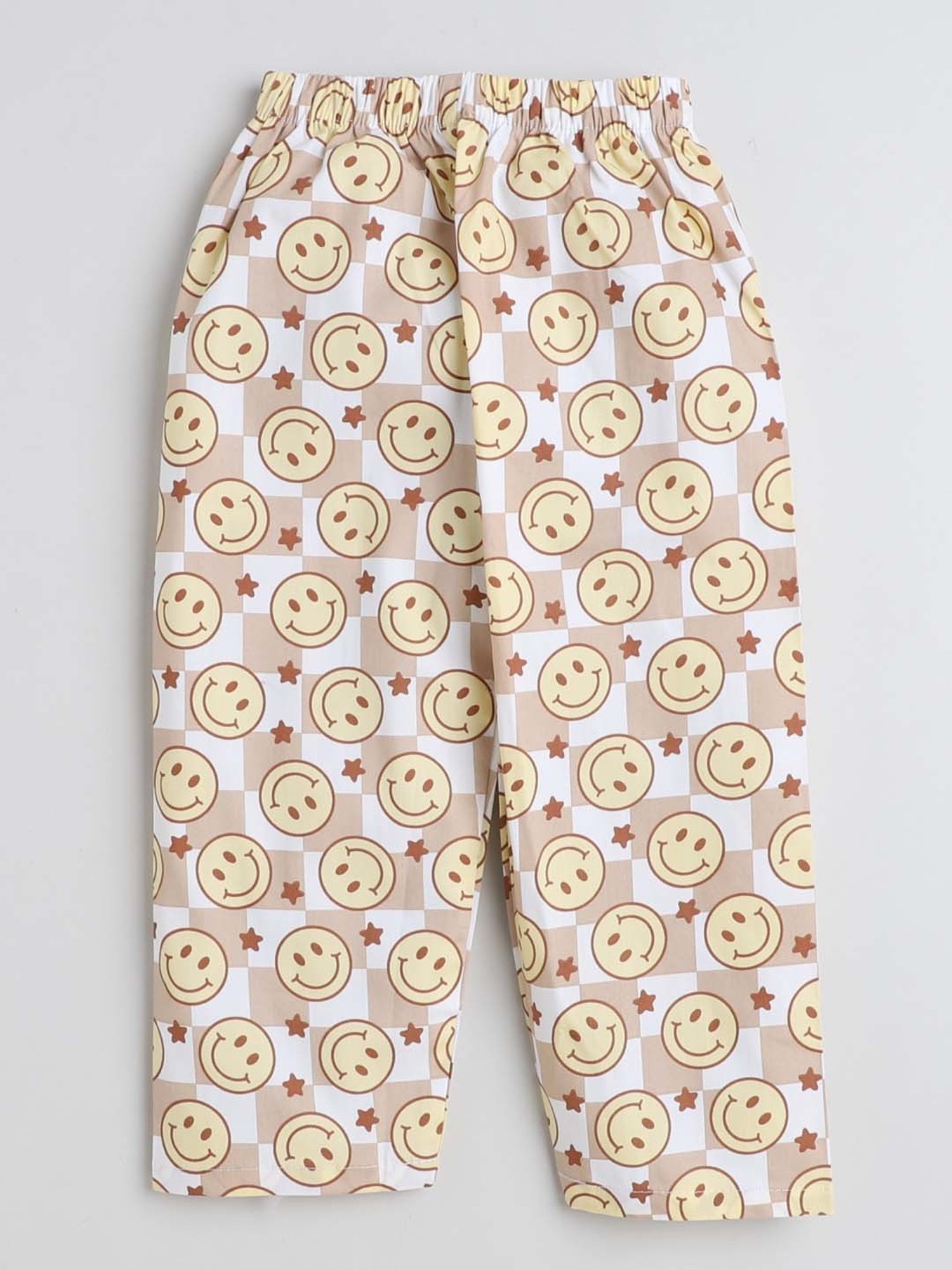 The Magic Wand Boys Brown Cotton Printed Full Sleeves Shirt Set