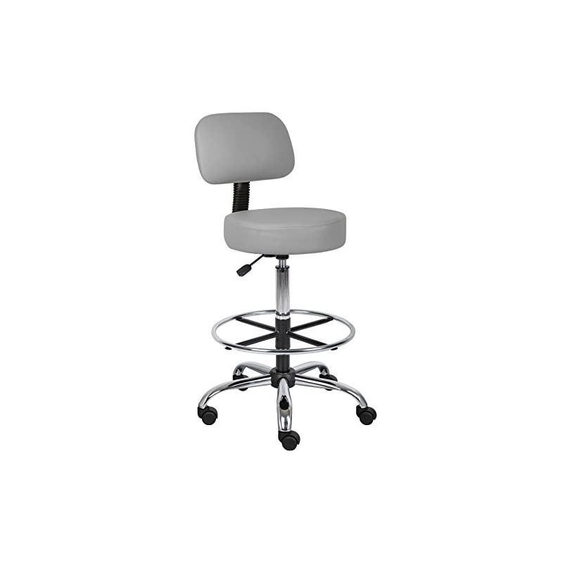 Drafting Stool with Back Cushion, Grey