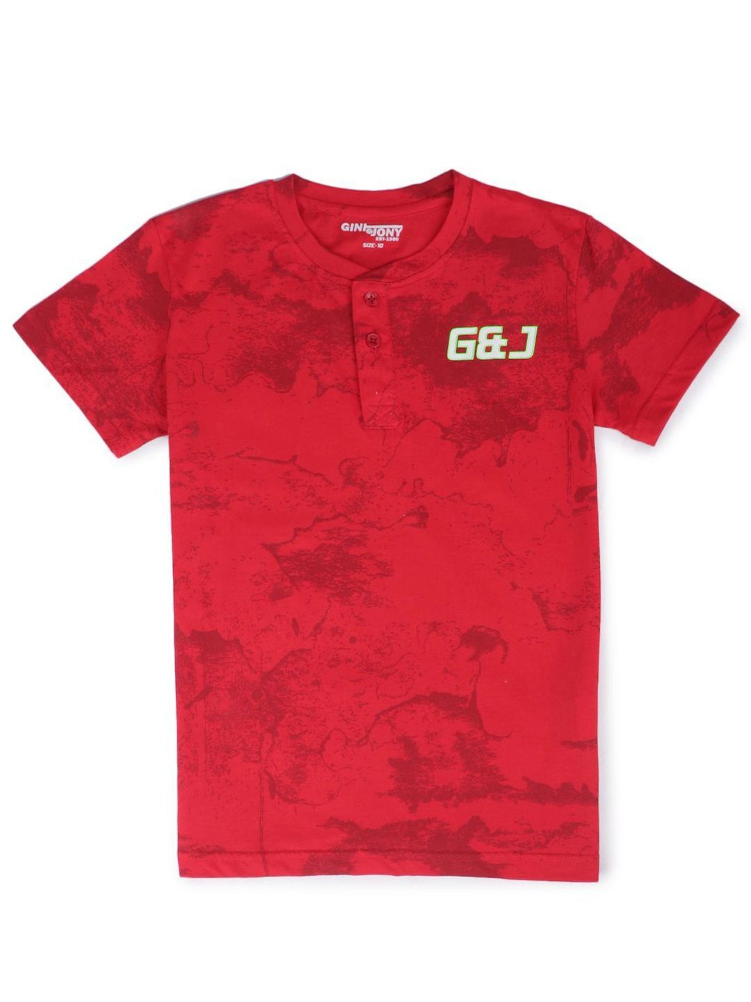 Gini & Jony Kids Red Cotton Printed T-Shirt