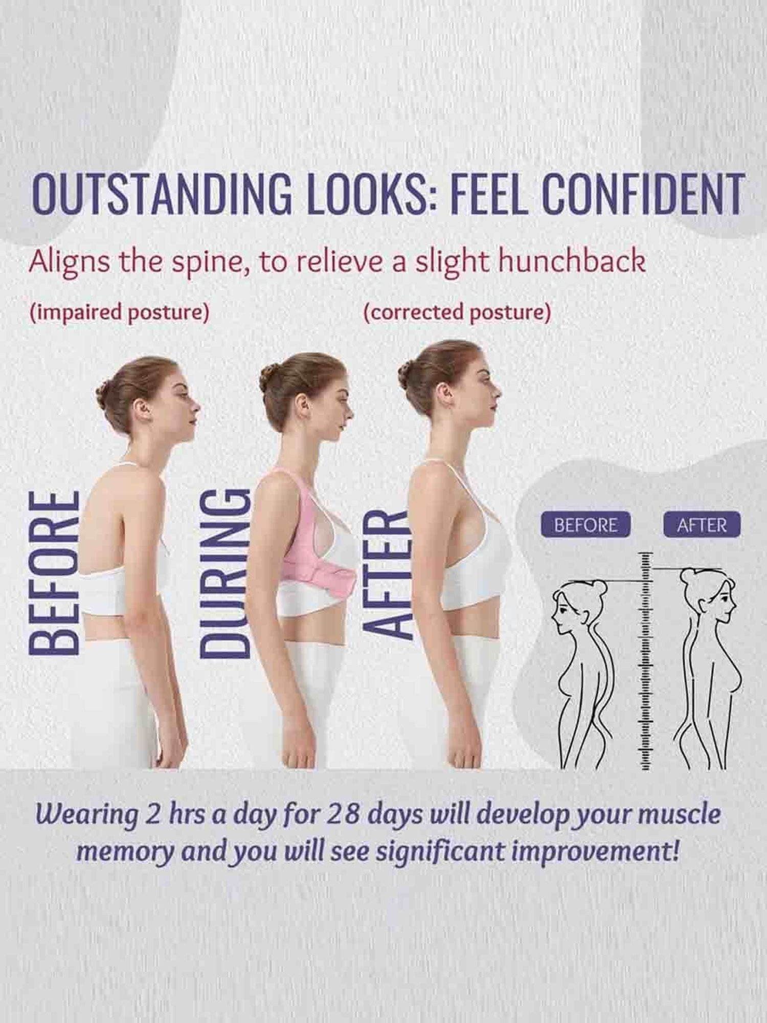 HealthSense Posture Corrector for Women, Back Pain Relief with Back Support Belt (S/M) - Pink