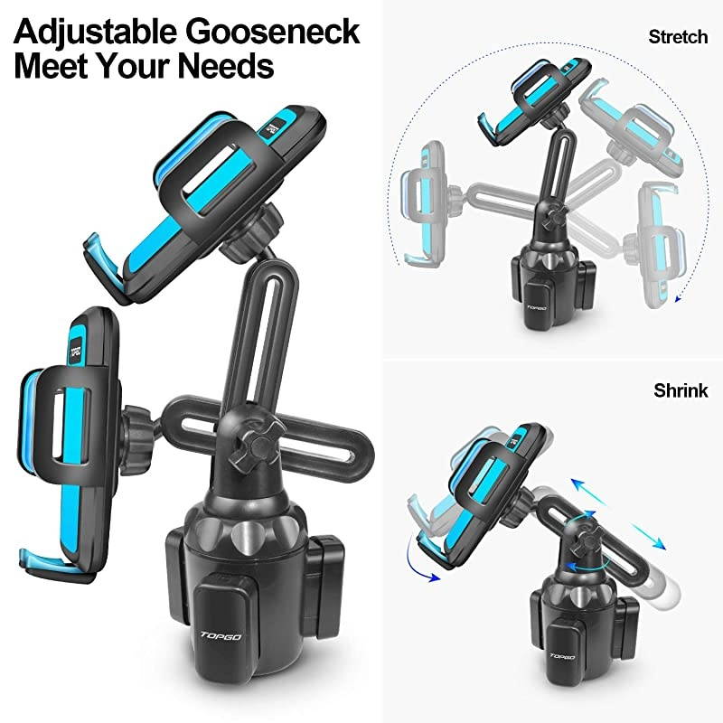 Adjustable Pole Automobile Cup Holder Smart Phone Cradle Car Mount for iPhone 11 Pro/XR/XS Max/X/8/7 Plus/6s/Samsung S10 /Note 9/S8 Plus/S7 Edge(Blue)