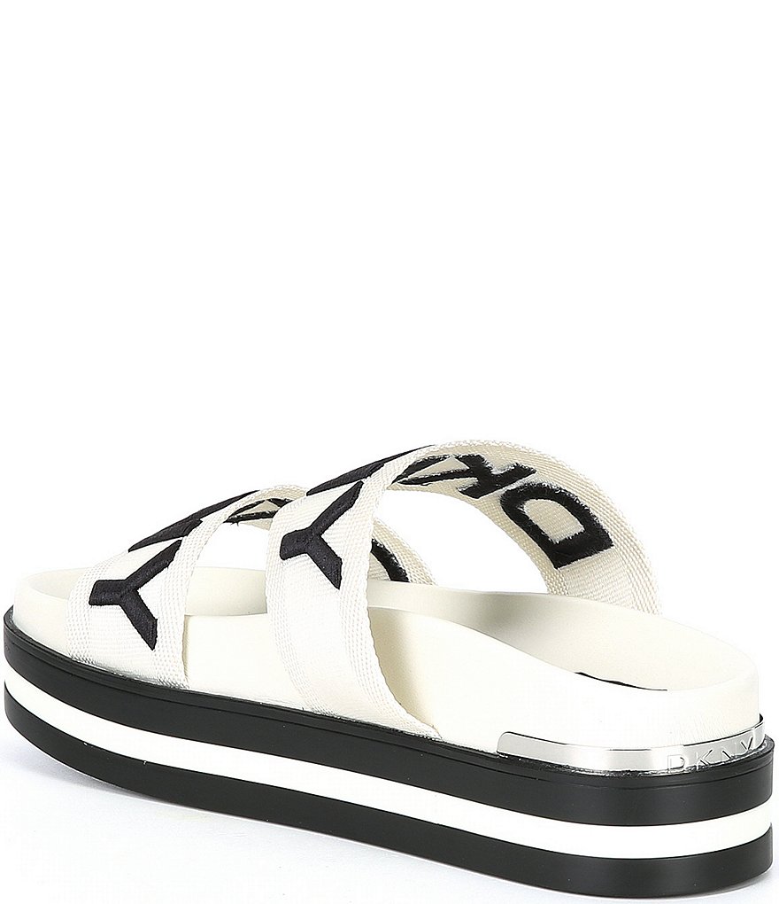 DKNY Tee 2 Band Logo Platform Slides
