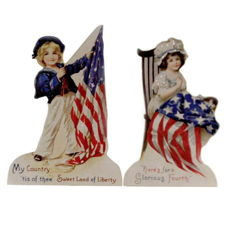 Patriotic 8.5" Americana Dummy Board Set/2 Die Cut Patriotic Stars Flag  -  Decorative Figurines