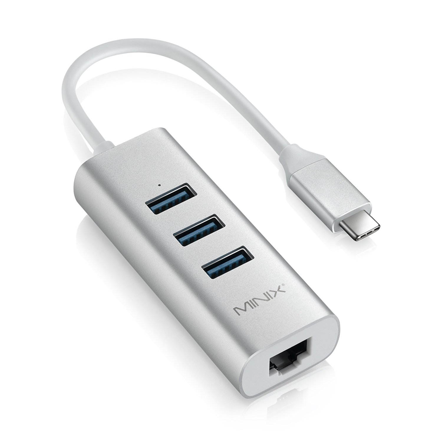MINIX NEO C-UE, Aluminium USB-C to 3-Port USB 3.0 and Gigabit Ethernet Adapter [Universal Compatibility &ndash; Windows, Mac and Chrome OS] (Space Gray / Silver). Sold Directly by MINIX&reg; Technology Limited.